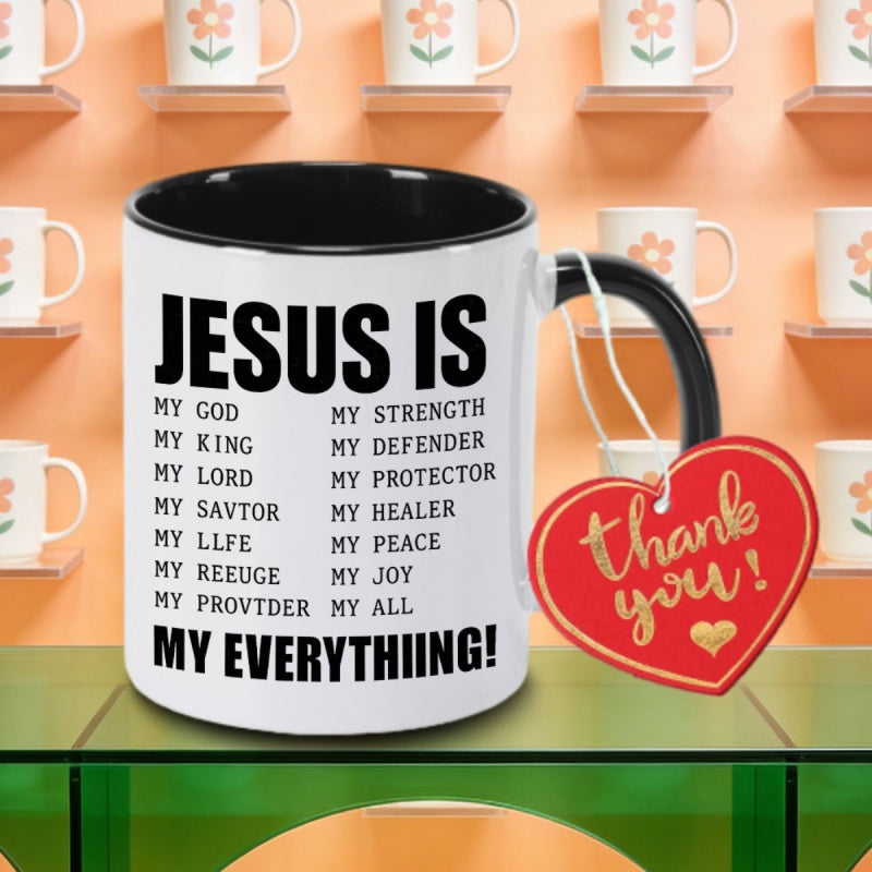 Tailorly Black Accent 11 oz Mug - 1 ceramic coffee mug coffee cup tea mug christmas gift reusable for office designed for office routines can hold tea