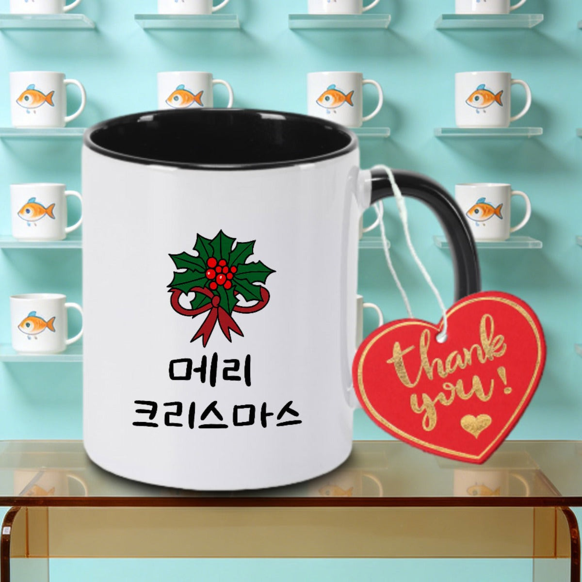 Tailorly Black Accent 11 oz Mug - Merry Christmas Logo