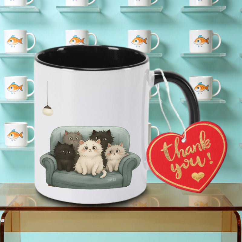 Tailorly Black Accent 11 oz Mug - A single adorable cartoon