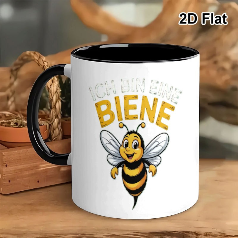 Tailorly Black Accent 11 oz Mug - bee shaped handle