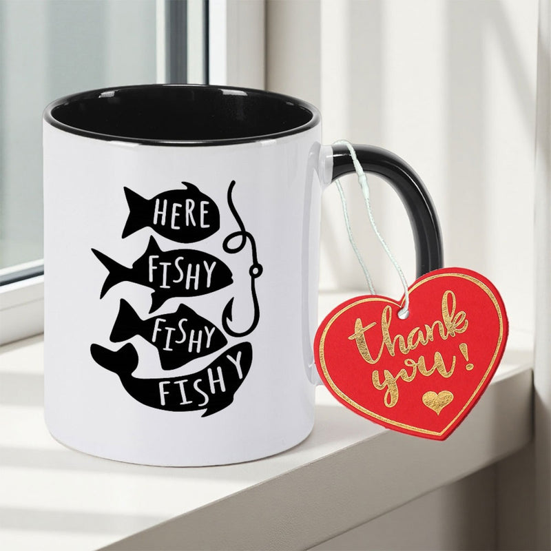 Tailorly Black Accent 11 oz Mug - 1pc of a Ceramic Mug Featuring Design Printed on . This Reusable And Dishwasher-Safe Tea Mug Is a And Minimalist