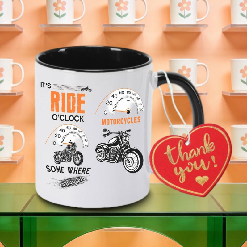Tailorly Black Accent 11 oz Mug - motorcycle themed logo
