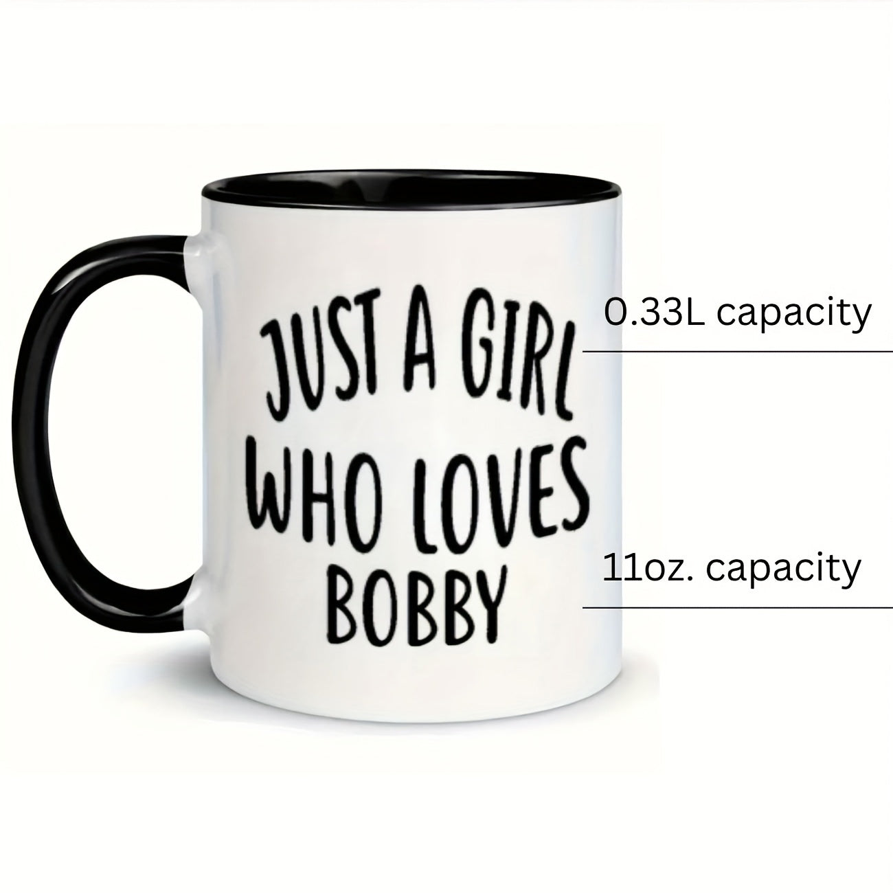 Tailorly Black Accent 11 oz Mug - girl bobby cartoon character