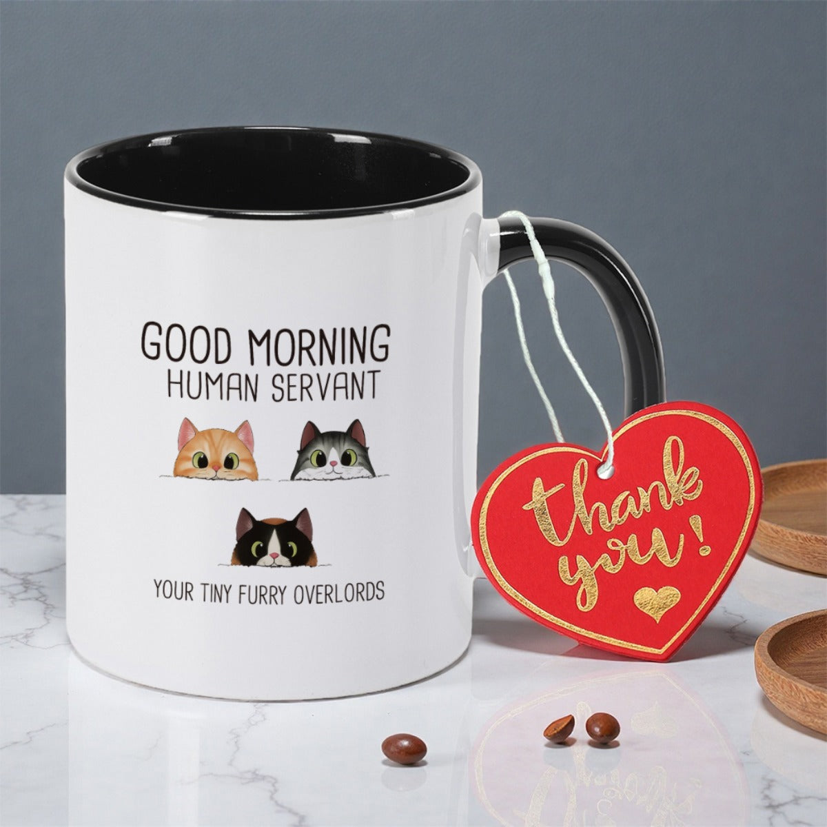 Tailorly Black Accent 11 oz Mug - kitty design