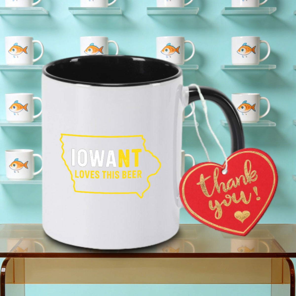Tailorly Black Accent 11 oz Mug - with Design in a Ran Print Logo Ceramic Coffee Mug Coffee Cup Tea Mug Thanksgiving Gift Ideal for Holding Tea Milk