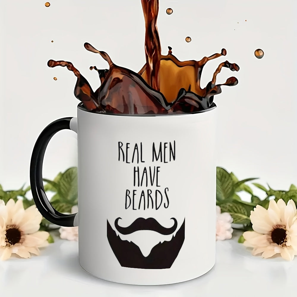 Tailorly Black Accent 11 oz Mug - funny beard themed real men have text