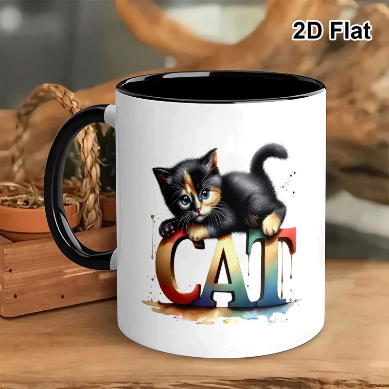 Tailorly Black Accent 11 oz Mug - cute kitten on cat lettering