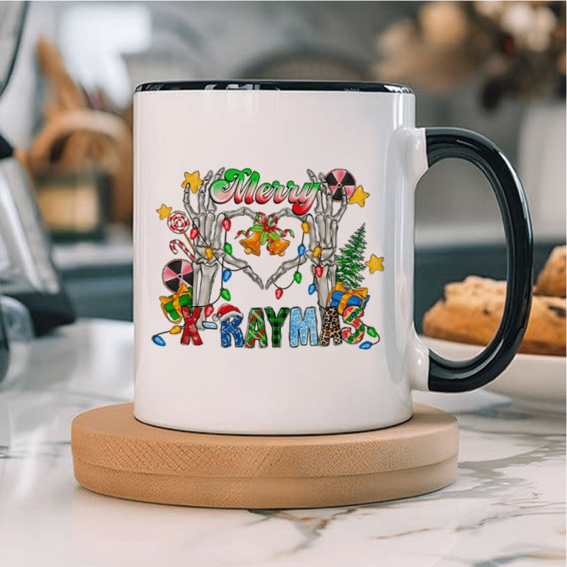 Tailorly Black Accent 11 oz Mug - double sided holiday design with colorful and twinkling elements