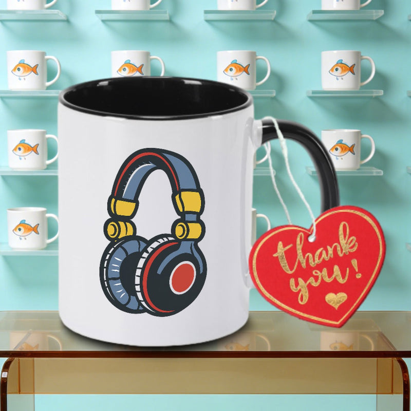 Tailorly Black Accent 11 oz Mug - Rainbowphones Print Logo