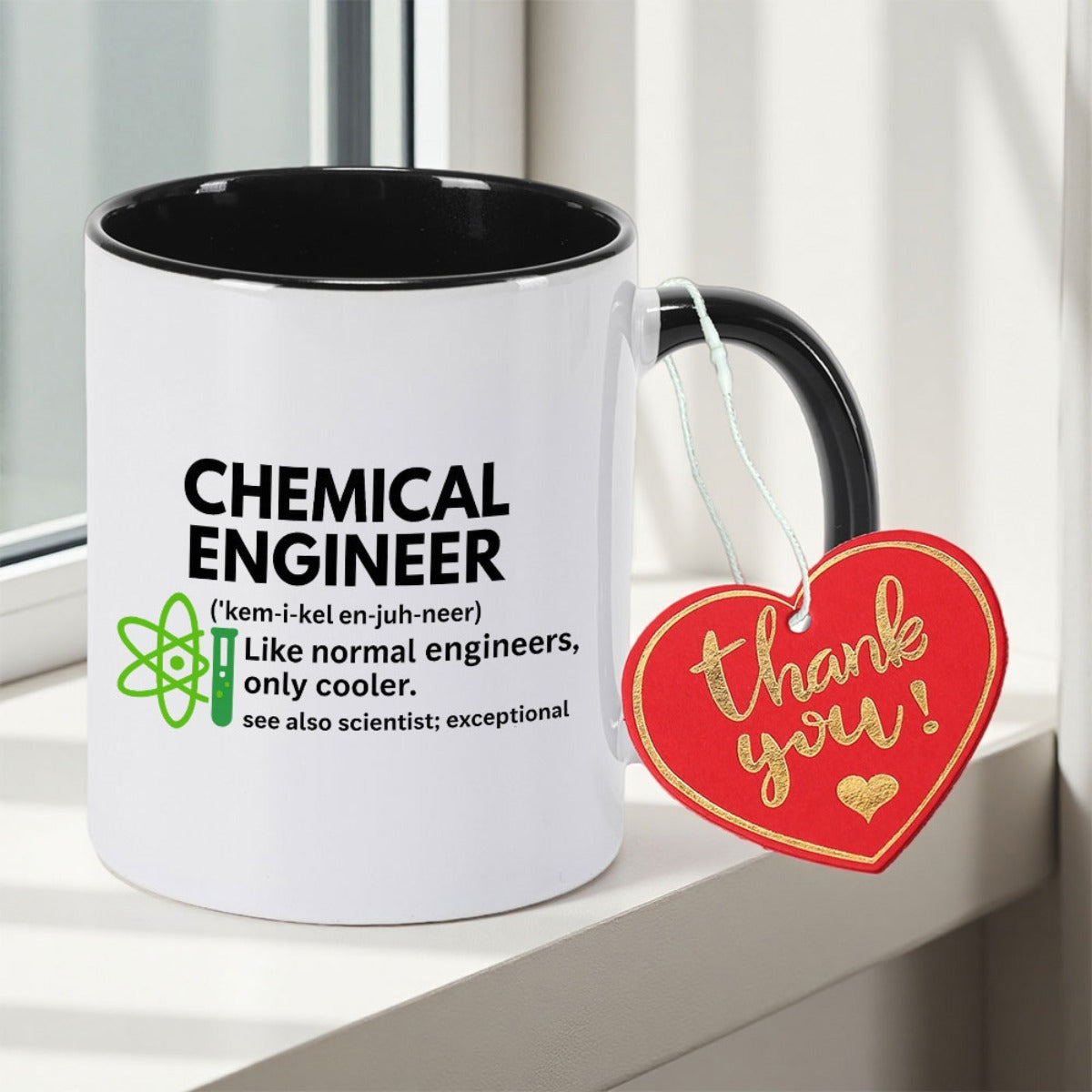 Tailorly Black Accent 11 oz Mug - Black and White Text and Graphics