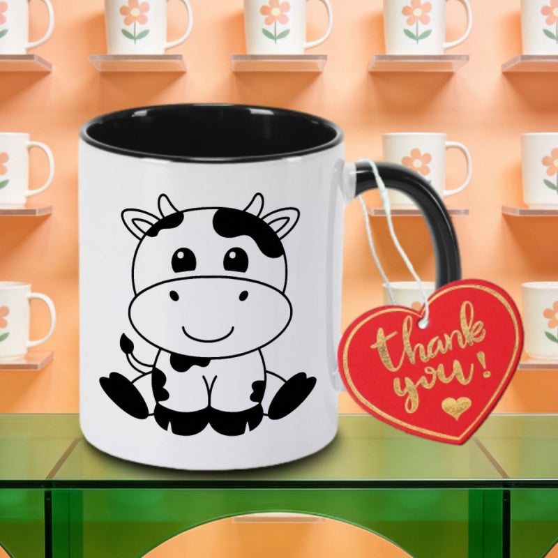 Tailorly Black Accent 11 oz Mug - 1pc cute ceramic coffee mug coffee cup tea mug holiday gift for home great for daily use can hold tea milk water a