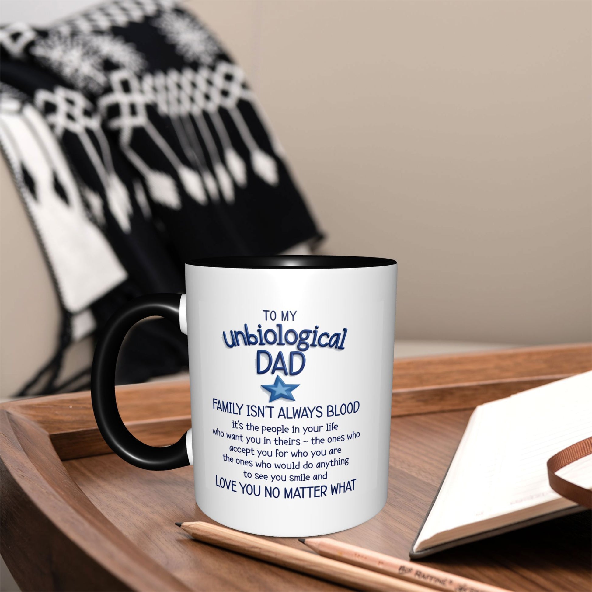 Tailorly Black Accent 11 oz Mug - To My Unbiological Dad Family