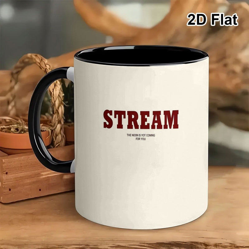 Tailorly Black Accent 11 oz Mug - black and white stream letter print