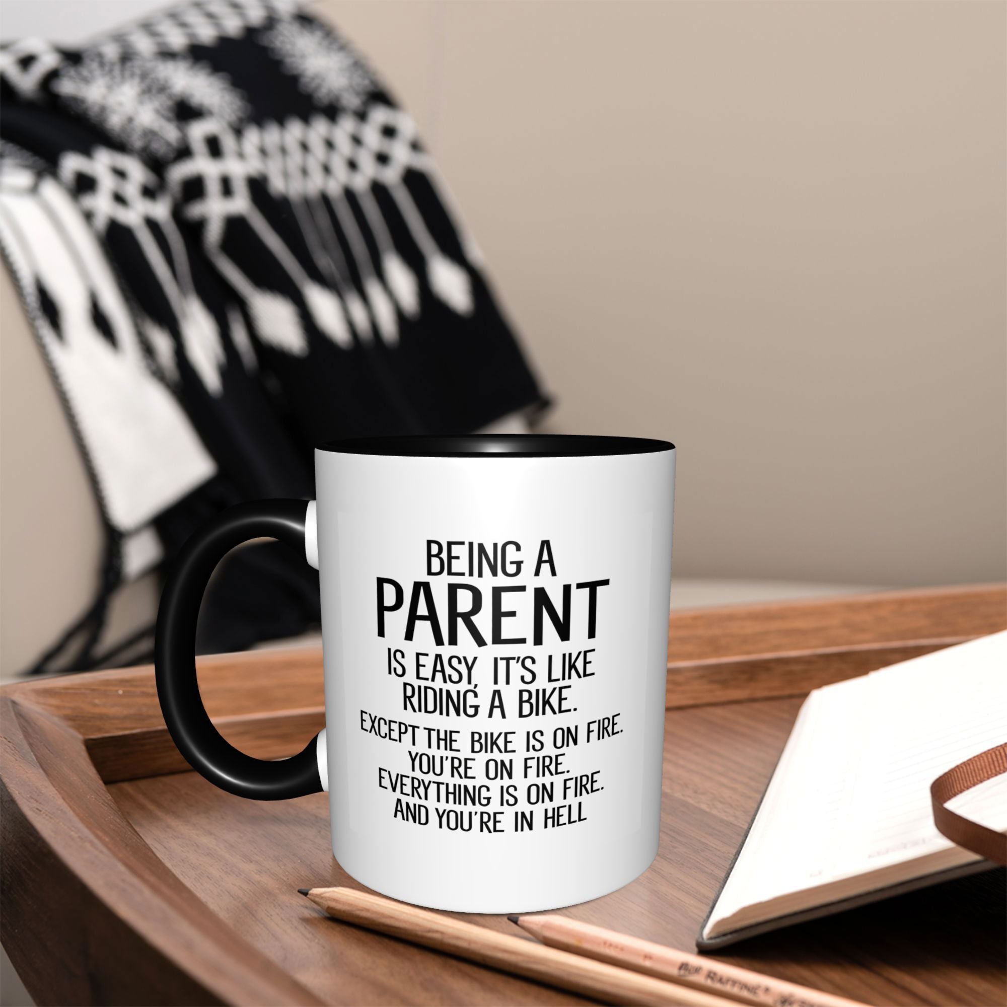 Tailorly Black Accent 11 oz Mug - Being A Parent Is