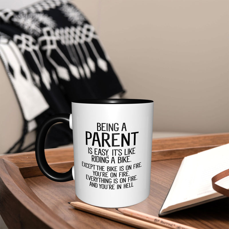 Tailorly Black Accent 11 oz Mug - Being A Parent Is