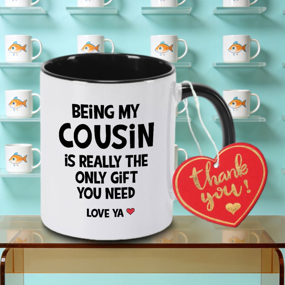 Tailorly Black Accent 11 oz Mug - A Single Piece of a And Humorous Gift for Female Cousins This Ceramic Coffee Mug Is Perfect for Tea Milk Or