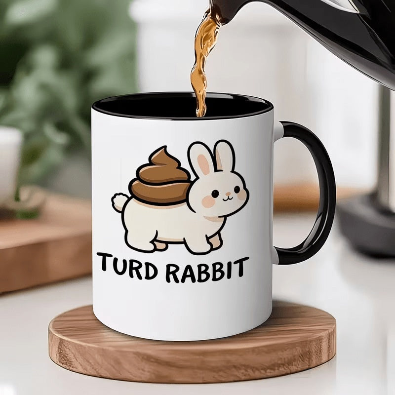Tailorly Black Accent 11 oz Mug - rabbit and carrot