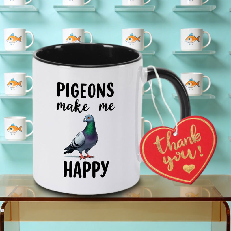 Tailorly Black Accent 11 oz Mug - Pigeons