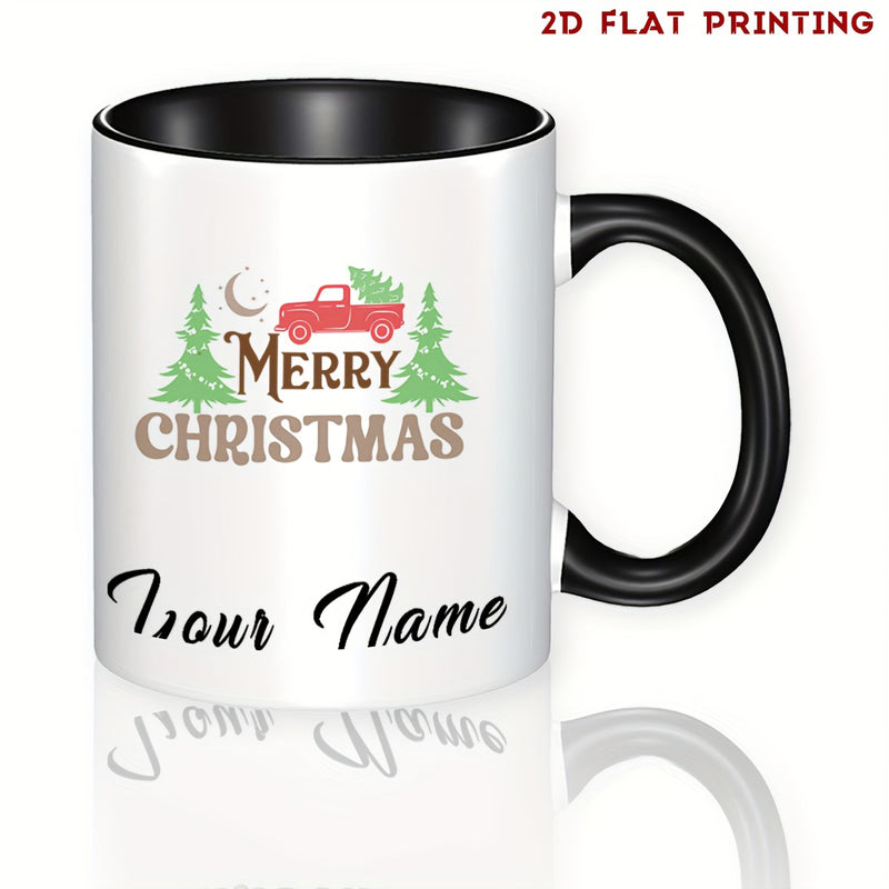 Tailorly Black Accent 11 oz Mug - custom message for christmas birthday and holiday gifting