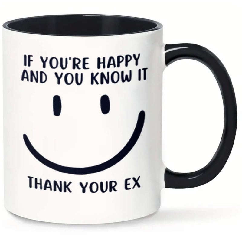 Tailorly Black Accent 11 oz Mug - if youre happy thank your ex