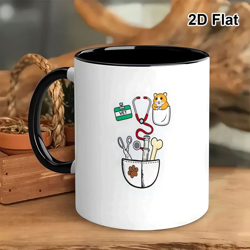 Tailorly Black Accent 11 oz Mug - hamster with stethoscope