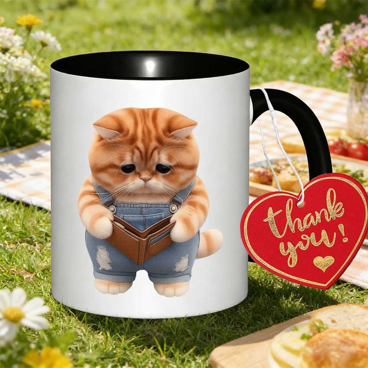 Tailorly Black Accent 11 oz Mug - a single mug featuring an adorable your beverage during calm moments this 11oz 350ml pastel colored cup a