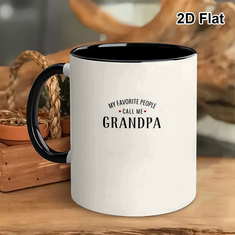 Tailorly Black Accent 11 oz Mug - people， grandpa， black and white