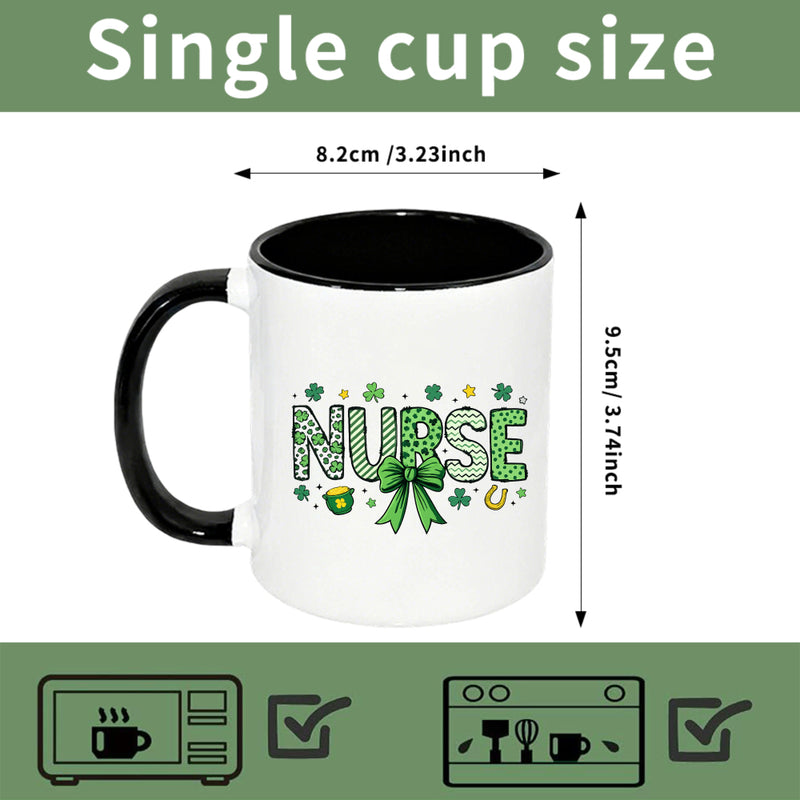 Tailorly Black Accent 11 oz Mug - nurse shamrock green ribbon