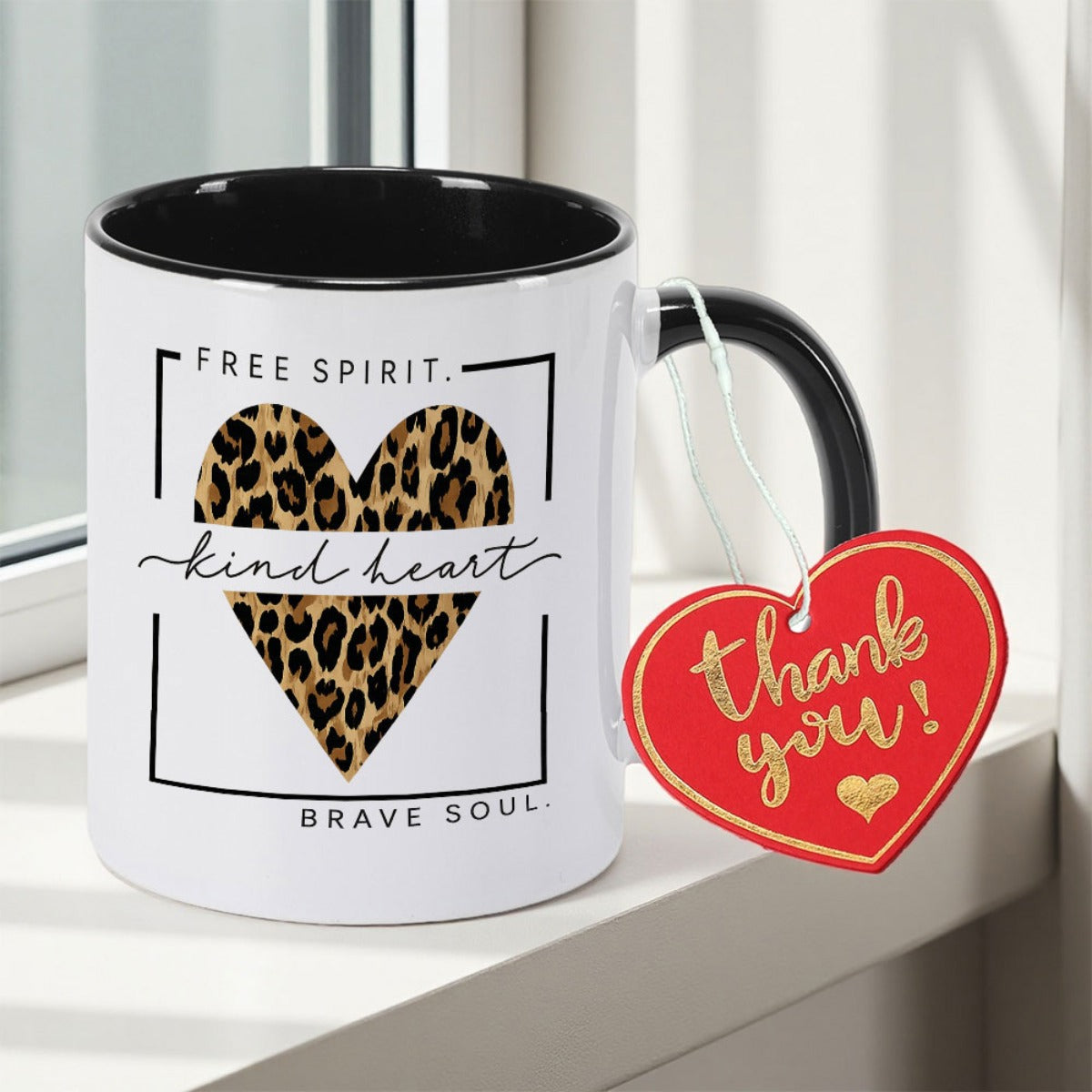 Tailorly Black Accent 11 oz Mug - 1pc Print Double Sided Ceramic Mug Heat Resistant Microwave Safe Vintage Casual Preppy Ideal for Coworkers