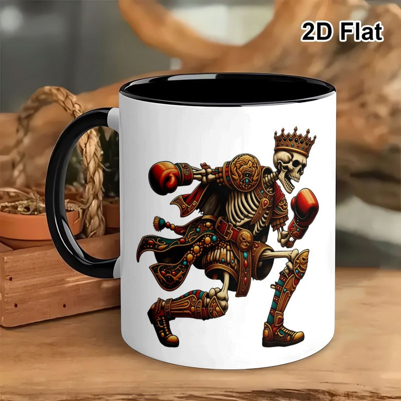 Tailorly Black Accent 11 oz Mug - boxing king skeleton