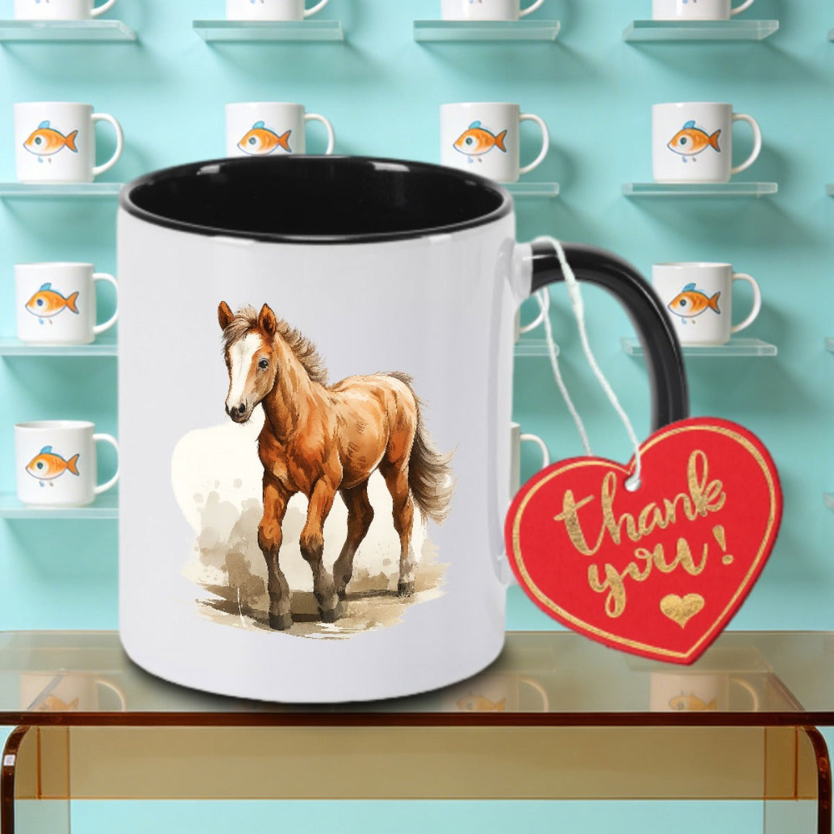Tailorly Black Accent 11 oz Mug - Cute Farm Animal Design Logo