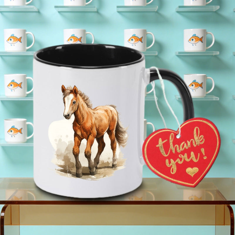 Tailorly Black Accent 11 oz Mug - Cute Farm Animal Design Logo