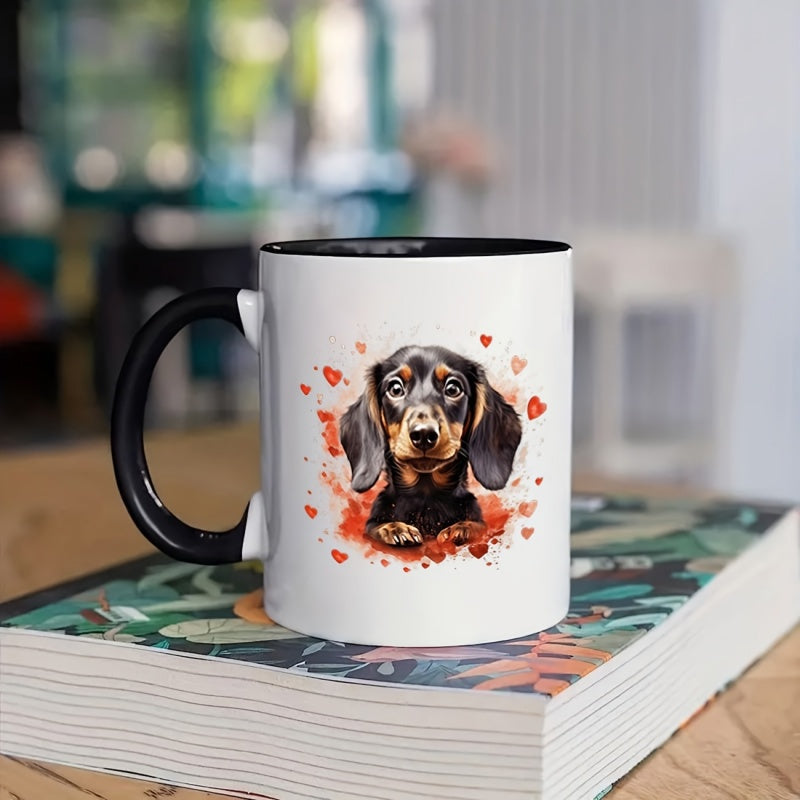 Tailorly Black Accent 11 oz Mug - german shorthaired pointer dog illustration