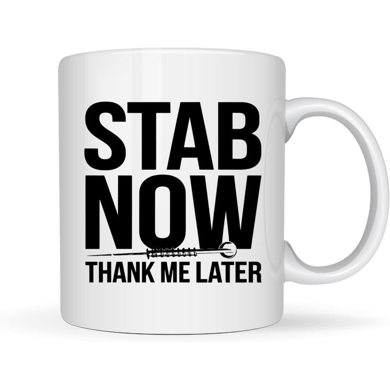 Tailorly White Ceramic 11 oz Mug - Stab Now Thank Me Later Bold Black Medical Typography With Professional Nurse Theme Syringe