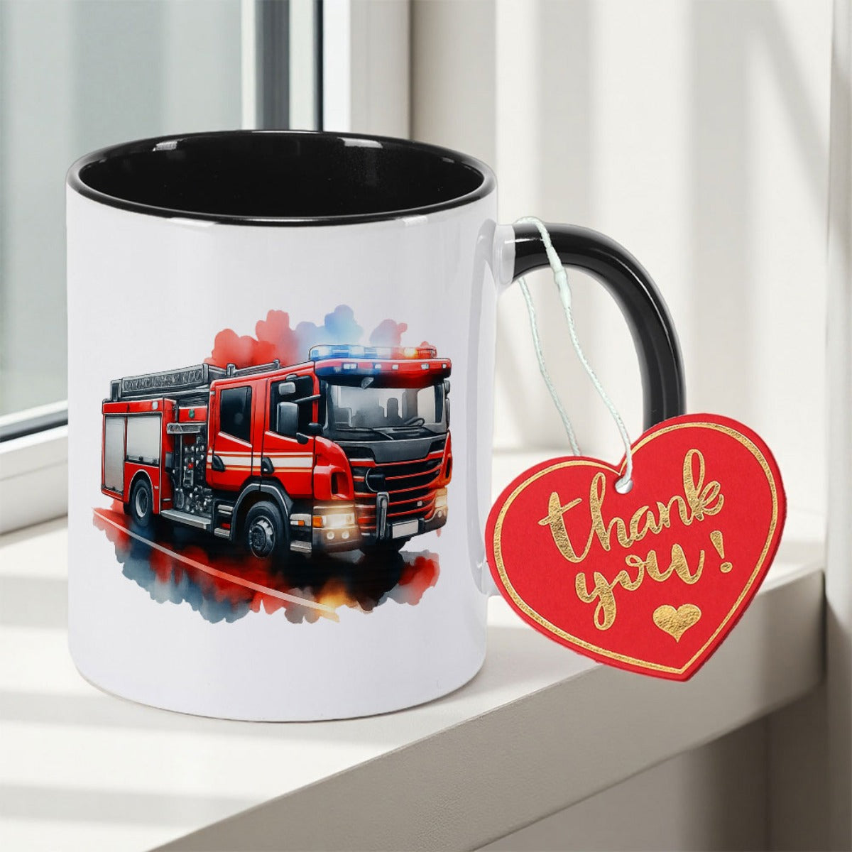 Tailorly Black Accent 11 oz Mug - Truck Christmas Print