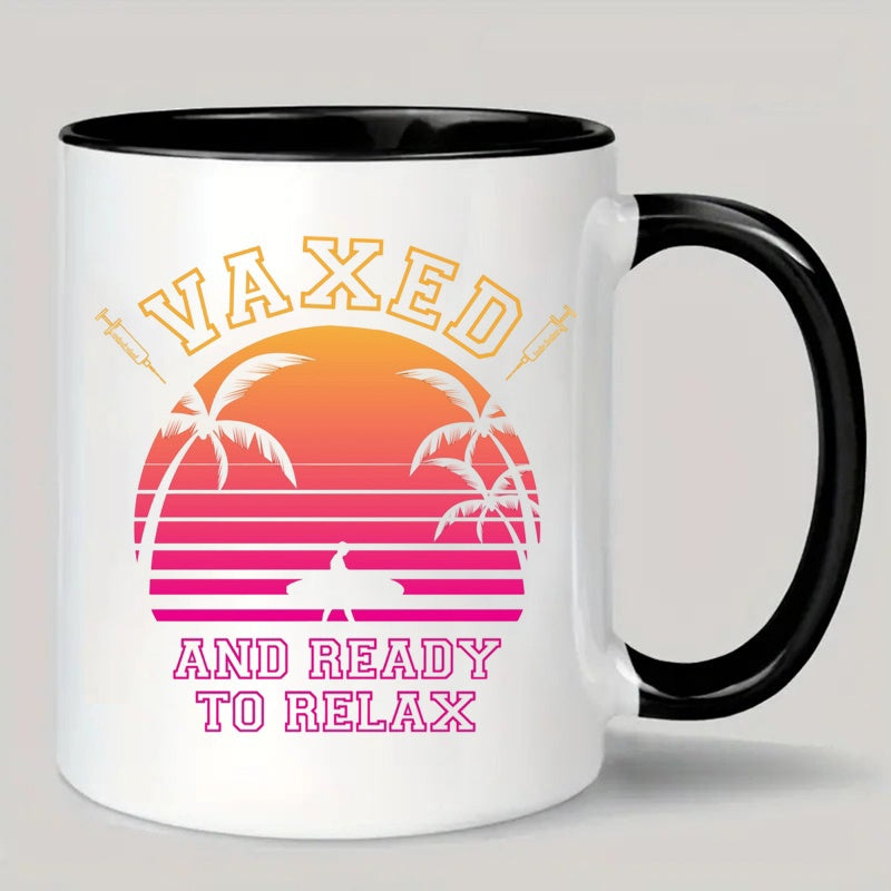 Tailorly Black Accent 11 oz Mug - vaxed and ready to relax