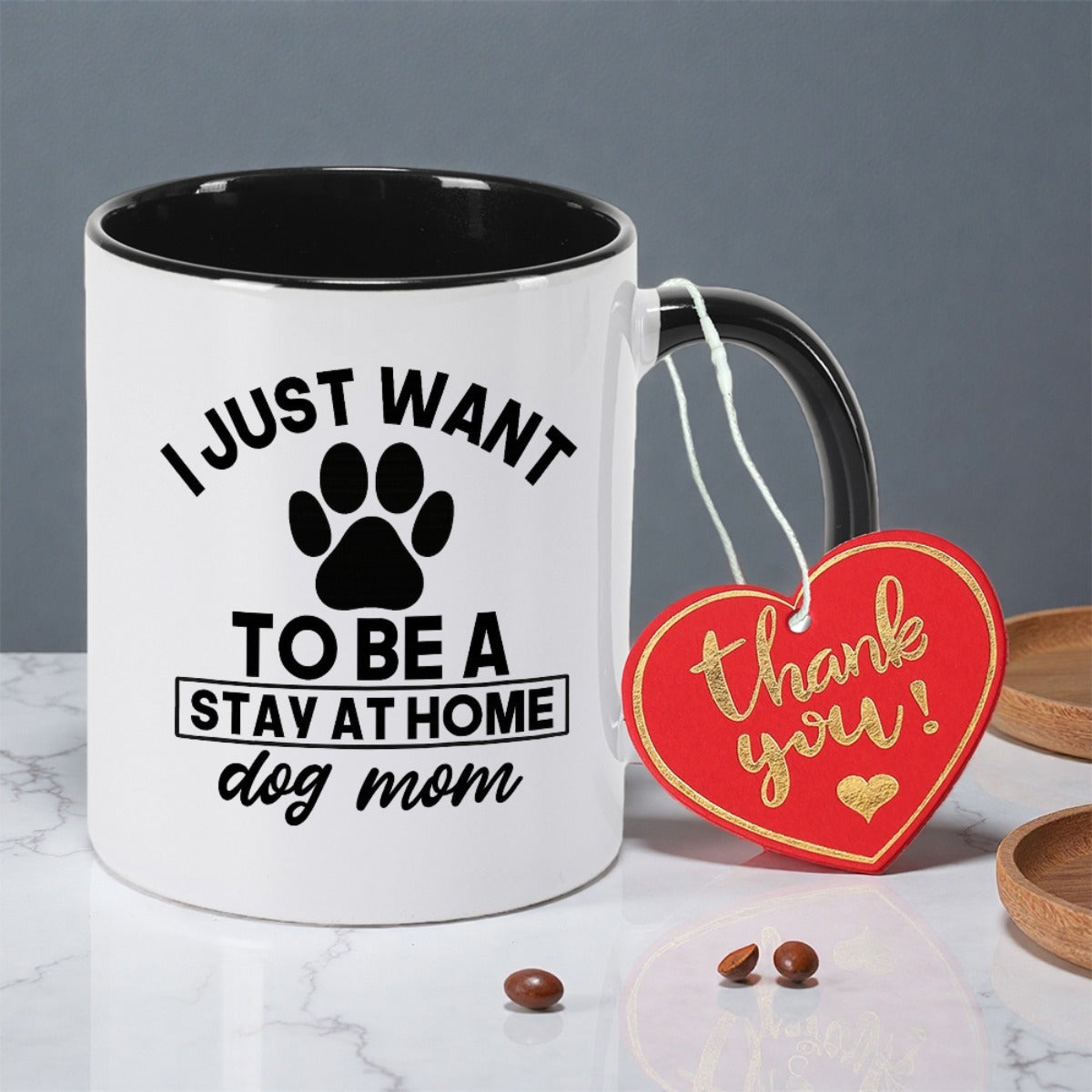 Tailorly Black Accent 11 oz Mug - dog mom print