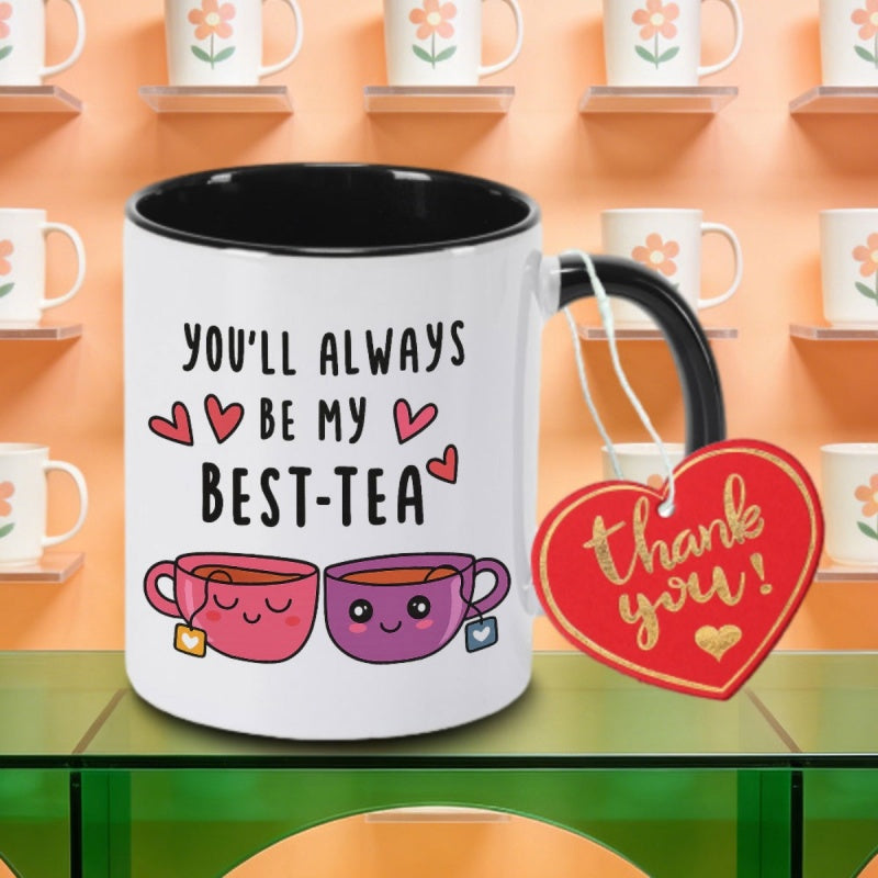 Tailorly Black Accent 11 oz Mug - a single piece of friendship gift for female friends this ceramic coffee mug is perfect for tea milk or water its an