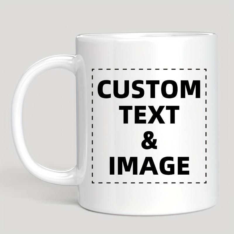 Tailorly White Ceramic 11 oz Mug - Custom Text Image Minimalist Design Featuring A Square Dashed Border On Smooth Surface Mug