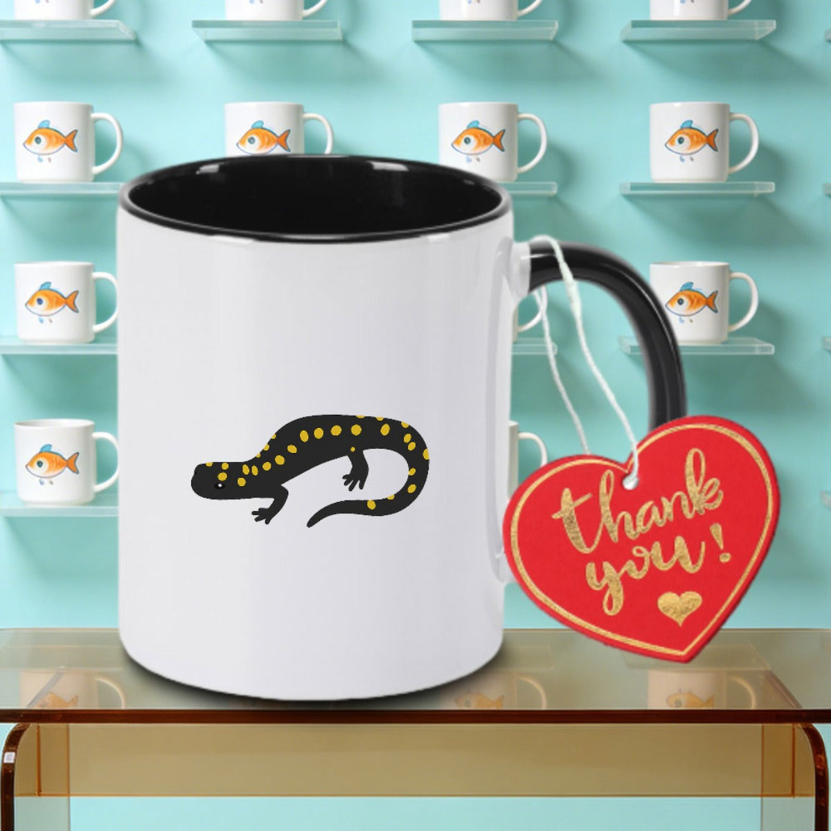 Tailorly Black Accent 11 oz Mug - Yellowtted Salamander
