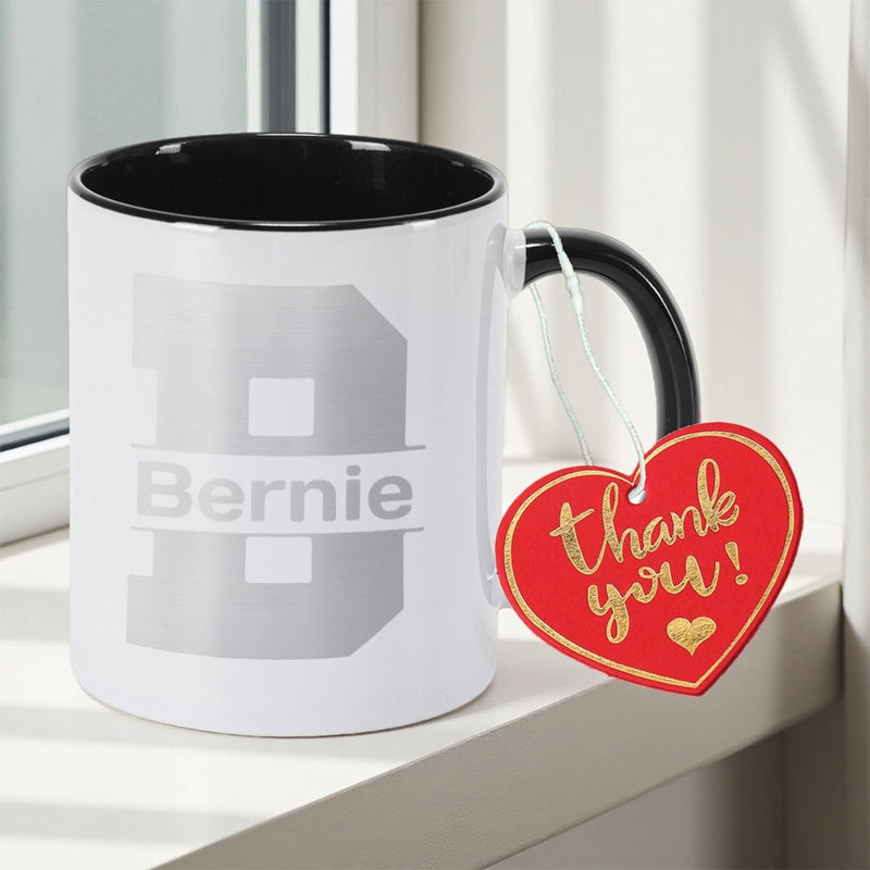 Tailorly Black Accent 11 oz Mug - BLetters Print Double Sided Print