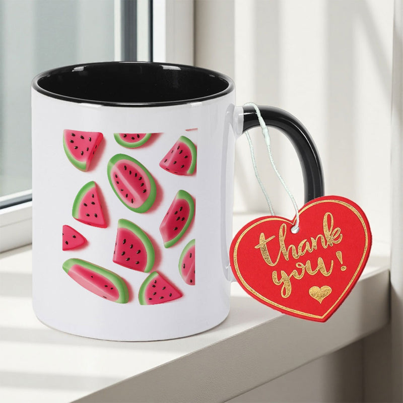 Tailorly Black Accent 11 oz Mug - Watermelon pattern