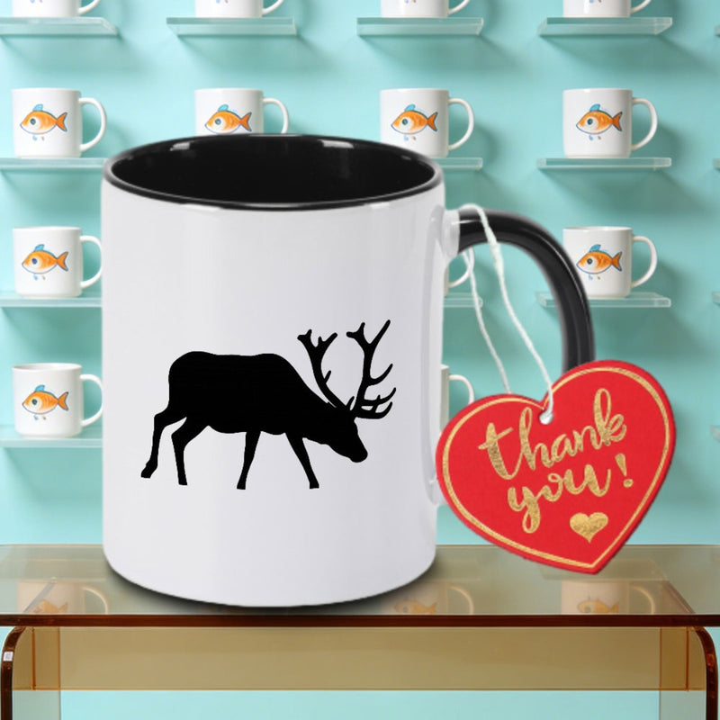 Tailorly Black Accent 11 oz Mug - Elk Silhouette Design Logo
