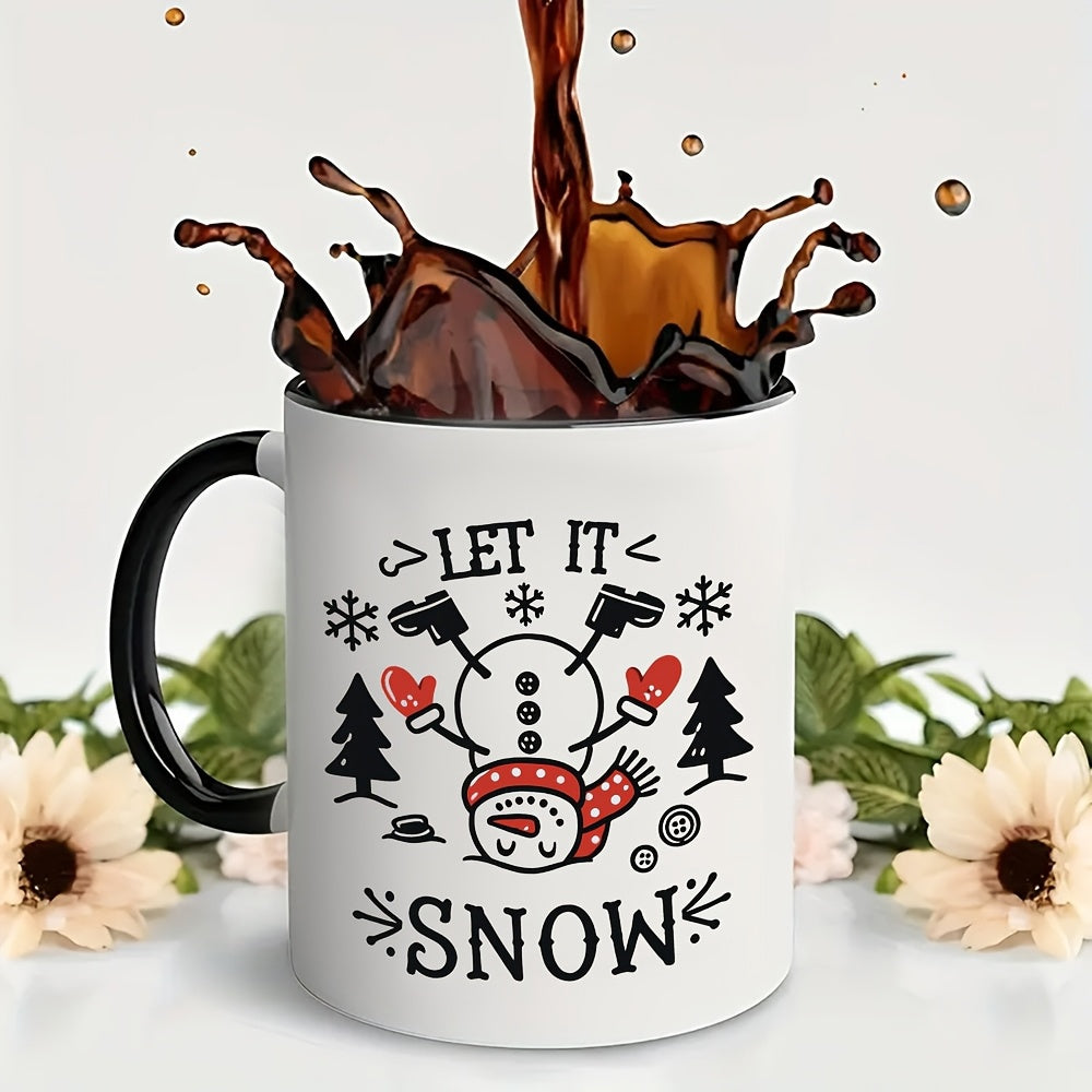 Tailorly Black Accent 11 oz Mug - adorable snowman