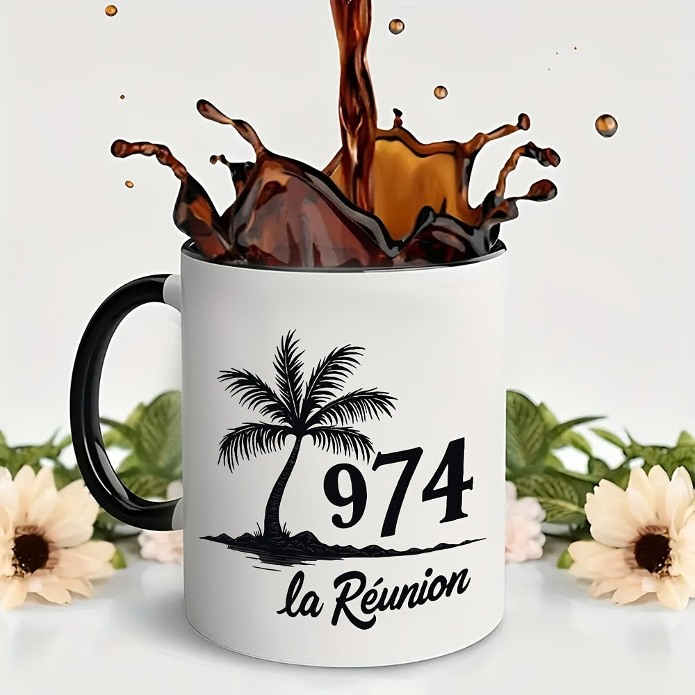 Tailorly Black Accent 11 oz Mug - vintage palm tree