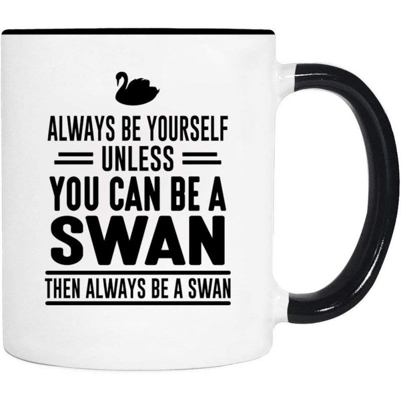 Tailorly Black Accent 11 oz Mug - a swan swan mug swan mug swan gift11 oz color ceramic mug_5840f1770e4749a9bfc21bbf7e89a8ea