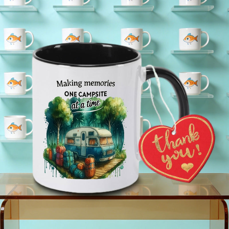 Tailorly Black Accent 11 oz Mug - A Single Camping-Themed Ceramic Mug Coffee Tea Or . This Reusable Cup a Thoughtful Thanksgiving Gift for Family