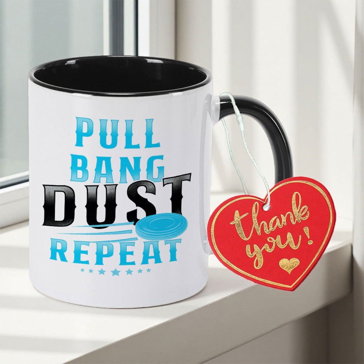 Tailorly Black Accent 11 oz Mug - Dust Repeat Print