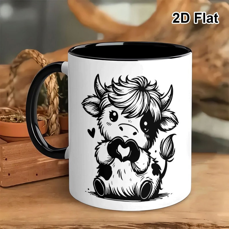 Tailorly Black Accent 11 oz Mug - adorable cow making a heart gesture design