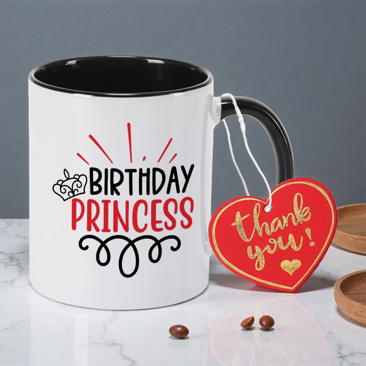 Tailorly Black Accent 11 oz Mug - birthday princess， christmas， halloween print